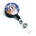 Teachers Aid Bearded Collie Winter Snowflakes Holiday Retractable Badge Reel TE222918